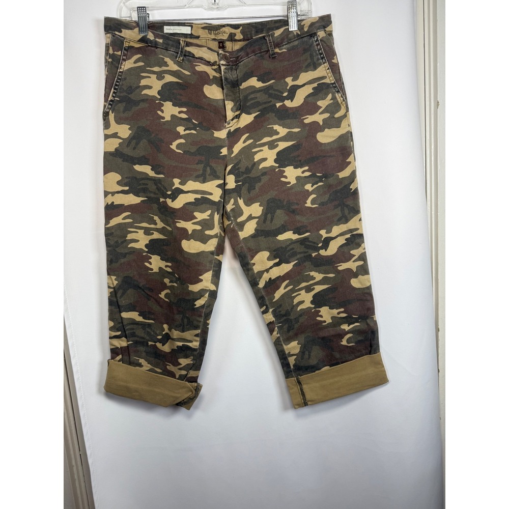 Kut from the Kloth Gwen Relaxed Trouser Camo Cuffed Crop Pants Womens 12